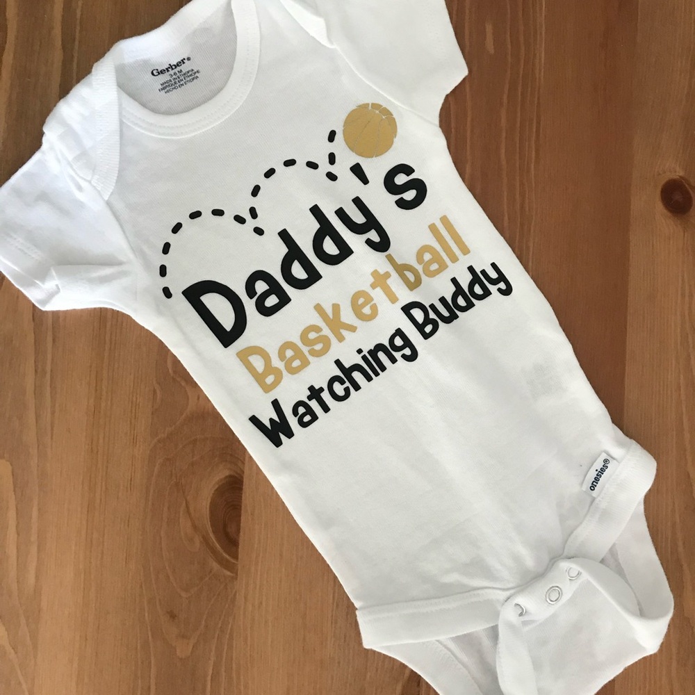Gerber White and Gold Basketball Onesie